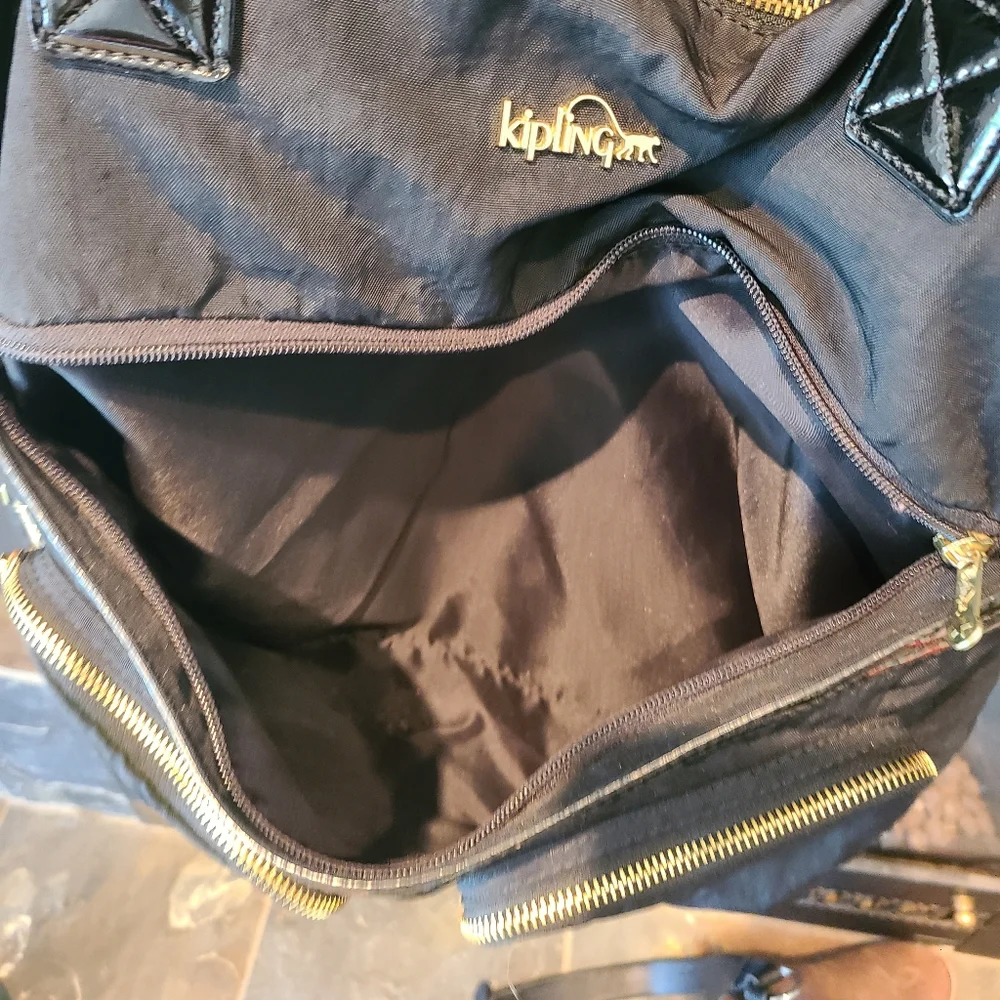 Kipling Camryn Black Backpack/ Oversized Laptop Bag with gold hardware